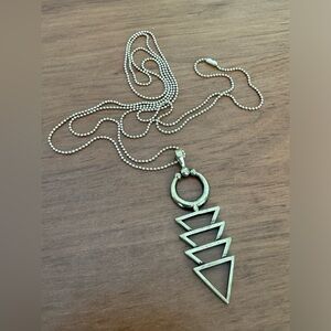 Geometric brass pendant micro ball gold plated 20” necklace